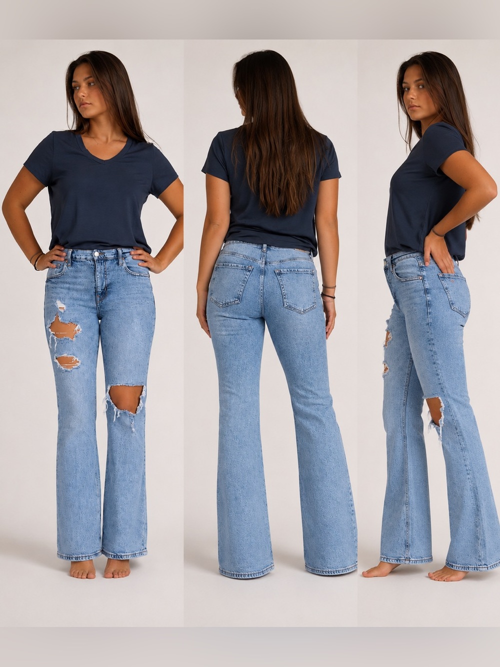 Aeropostale Light Blue Distressed Flare Jeans